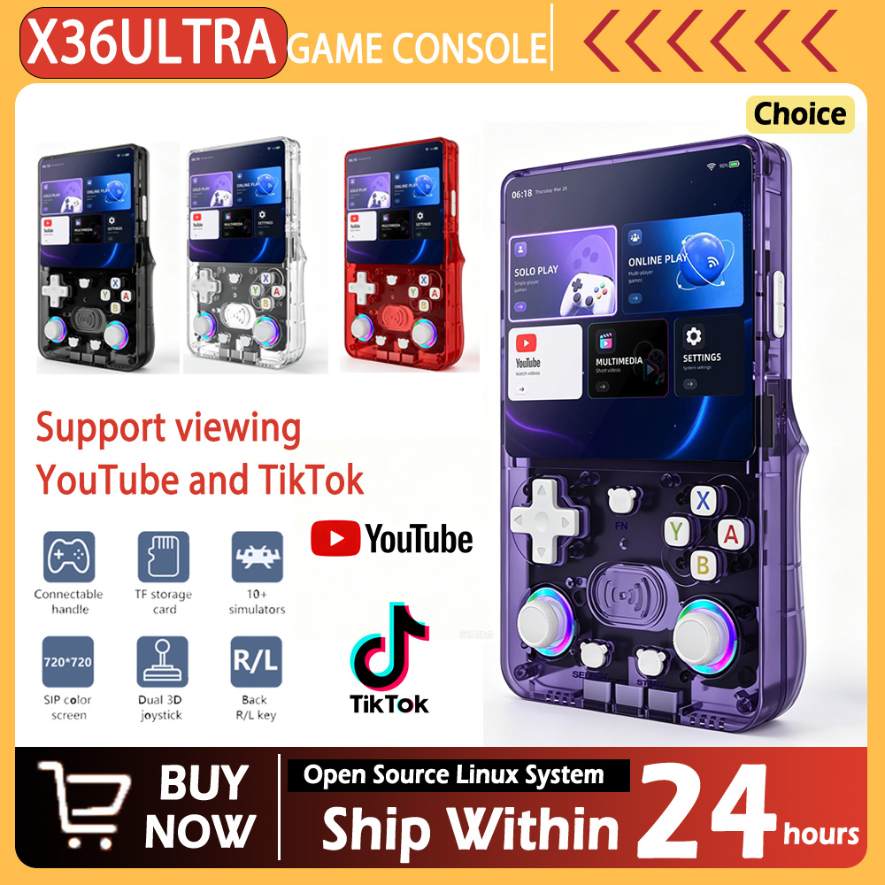 Gaming Console R36 Ultra - 新型X36ウルトラレトロ携帯ゲーム機、4.0インチ画面でYouTubeやTikTokが再生可能なポータブルビデオプレーヤー搭載の携帯ゲーム機