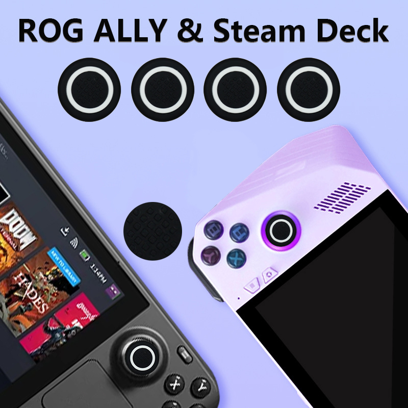 Gaming Console Steam Deck - 4個入りシリコン製ジョイスティックサムグリッププロテクター、ロッカーボタンカバーキャップ、Steam DeckおよびROG Allyコンソールゲームアクセサリー用