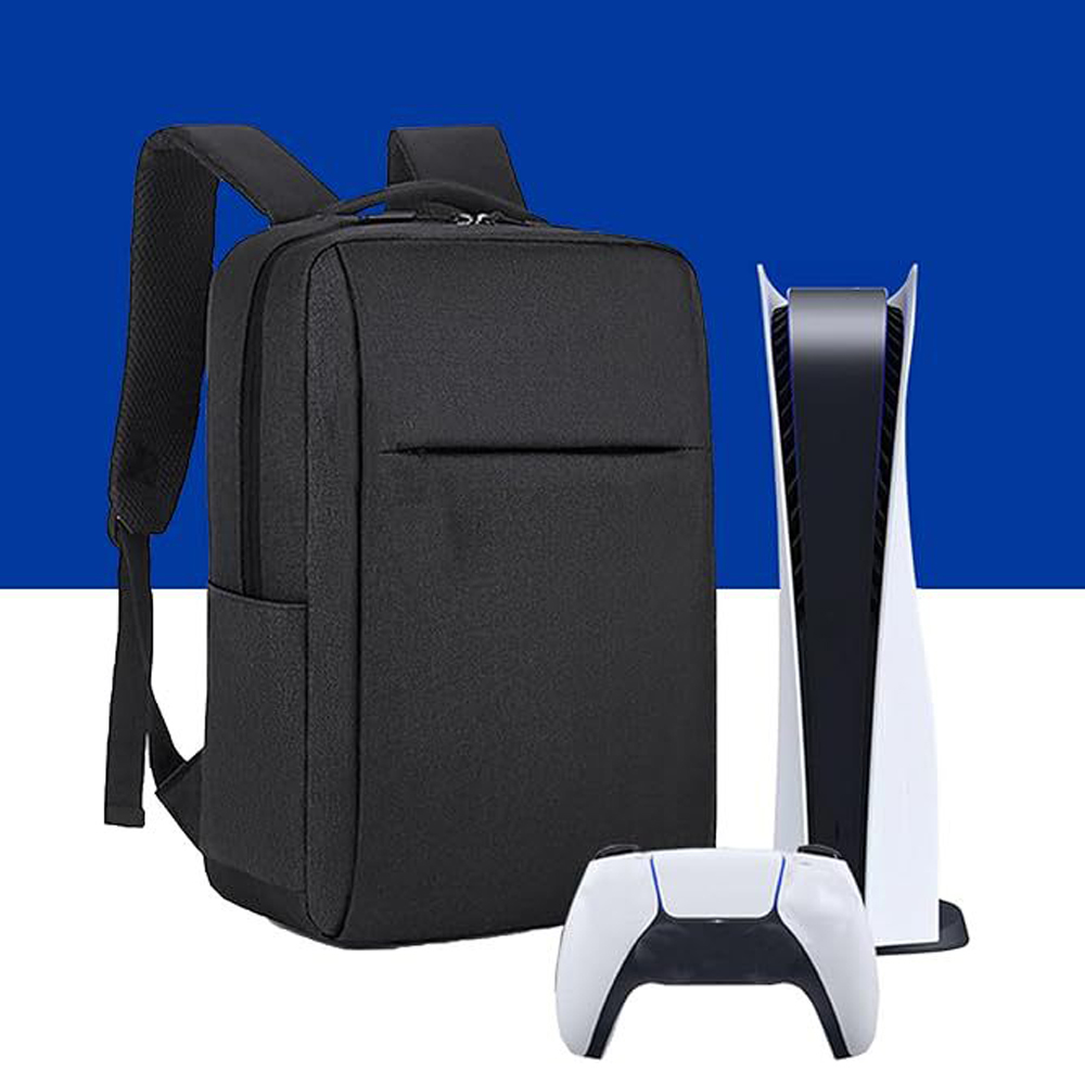 Gaming Console Bag - PS5用ゲーミングトラベルバックパック、ゲームディスク用のPlayStation 5コンソールと互換性のある保護キャリングケース収納バッグ、ブラック