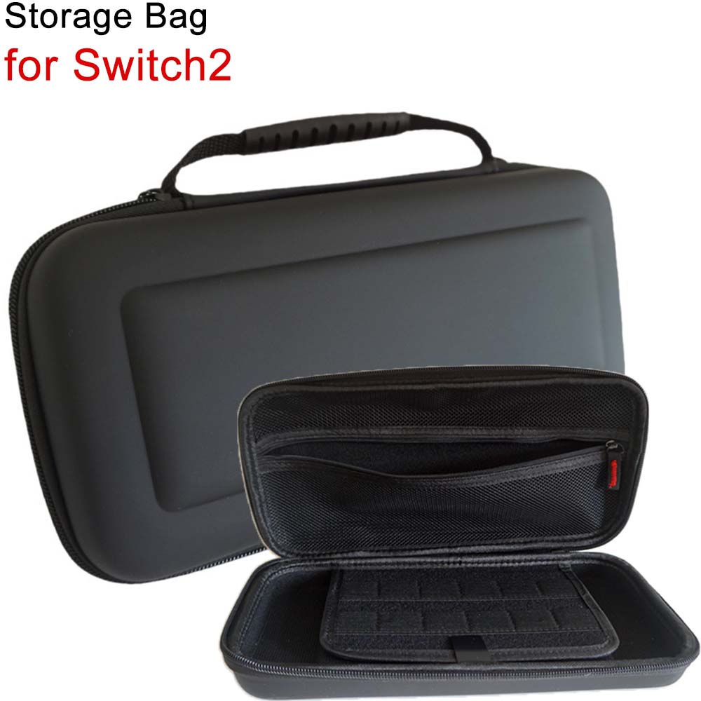 Gaming Console Bag - 黒の収納袋 Switch2 ゲームコンソール用キャリングケース カードスロット付き 30x14.5x6cm トラベルハンドバッグ