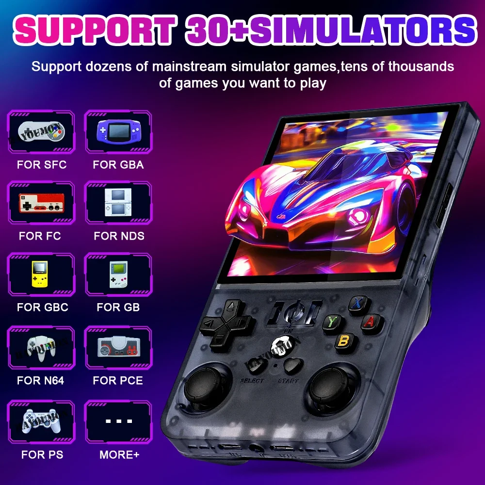 Gaming Console R36 Ultra - 新型R36MAX携帯レトロゲーム機 4インチHD大画面ポータブルポケットビデオプレーヤー オープンソースR36 Max 64G 128Gゲーム