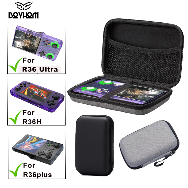 Gaming Console R36 Ultra - オリジナルBOYHOM R36S R36 Ultra携帯型ゲーム機ケース EVA耐衝撃ハードシェル保護収納バッグ ポケットゲームアクセサリー
