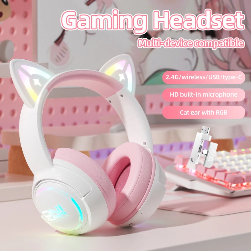 ONIKUMA GT838 ゲーミングヘッドフォン猫耳 RG - Gaming Console In Amazon のレビューと価格