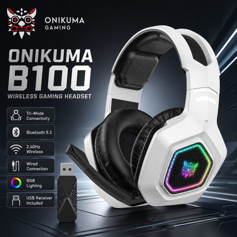 ONIKUMA B100 ワイヤレスゲーミングヘッドセット  - Gaming Console In Amazon のレビューと価格
