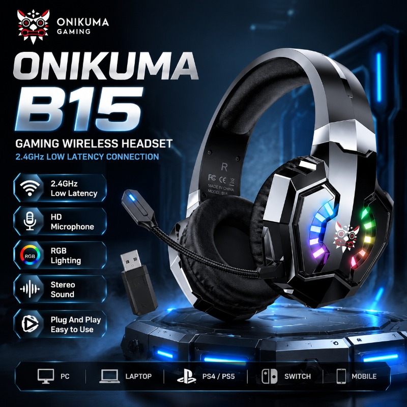 ONIKUMA B15 ゲーミングヘッドセットワイヤレス 2 - Gaming Console In Amazon のレビューと価格
