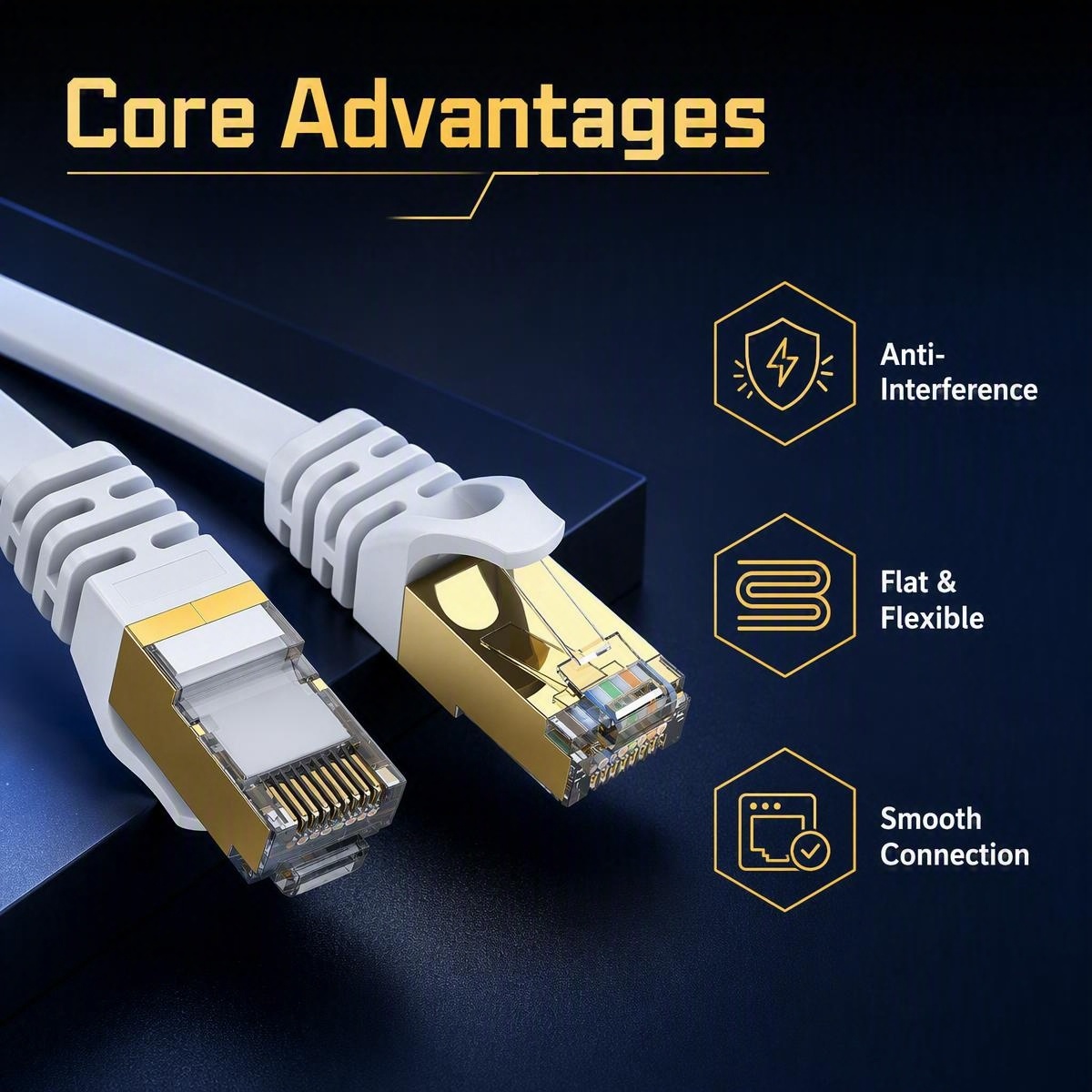 Cat7フラットイーサネットケーブル 10Gbps ダブルシ - Lan Cable Gaming のレビューと価格