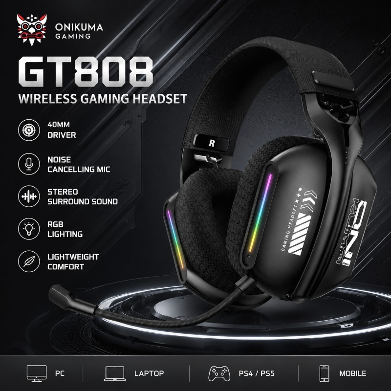 ONIKUMA GT808 ゲーミングヘッドセット ワイヤレ - Gaming Console In Amazon のレビューと価格