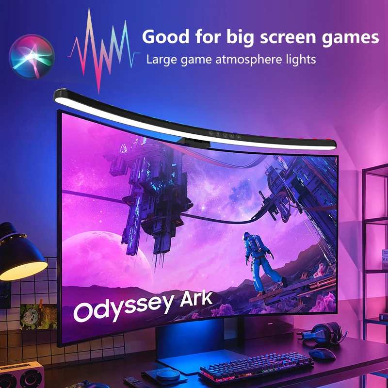コンピューターモニターライトバーRGB音楽リズムスクリーンハ - Gaming Console Desk のレビューと価格